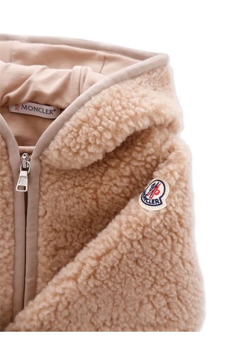 Felpa Con Zip e Cappuccio In Pile Effetto Teddy Beige MONCLER ENFANT | 951-8G00001 89A3X239